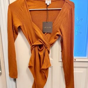 Le Lis Orange/Brown Knit Top